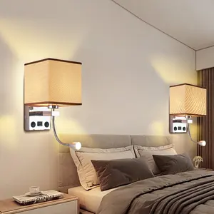 İskandinav lüks kapalı Vintage otel aydınlatma lambası Modern Led aplik aplikleri duvar lambası yatak odası kare