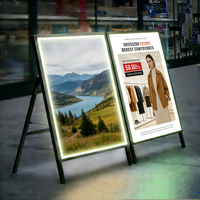 Panneau publicitaire numérique LED sur pied, boîte à lumière publicitaire, cadre d'affichage LED, présentoir promotionnel