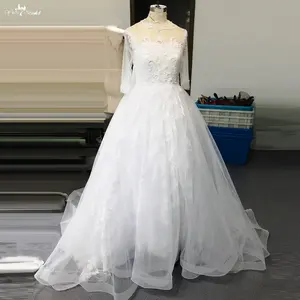 Flower Girls' Wedding Dresses Long Sleeve Bow Princess Ball Gown Lace Applique Kids White Luxury Birthday Party Dresses
