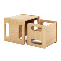 Ensemble table et chaise en bois pour enfants, idéal pour l'étude, la lecture et l'apprentissage des tout-petits, avec marchepied intégré pour les enfants