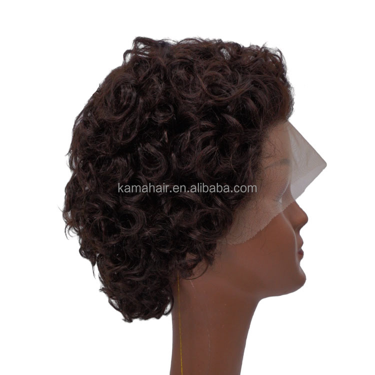 KAMA Pixie Cut Wig Human Hair Curly Bob Short Pixie Cut Lace Wig Frontal 13x4 Pixie Wig Bleached Front Lace with Baby Hair Detail Section 9