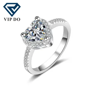 Bagues de fiançailles de mariage en or blanc pour femmes, bijoux en forme de cœur, en moissanite, en diamant, personnalisé, 9K, 10K, 14K, 18K