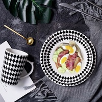 Assiettes de luxe en céramique occidentale, 8 pouces, motifs géométriques, noirs et blancs, pour la vaisselle, livraison gratuite