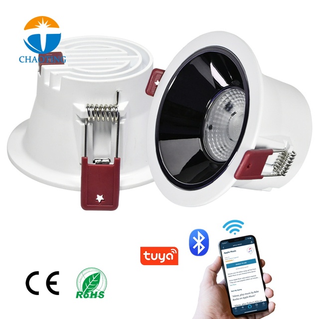 Modern Wifi Tuya Smart Downlight Anti Glare Trimless Rimless Spot Light Dimmable Recessed COB Ceiling LED Spotlight Downlight