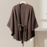 Neue Elegante Damen 100% Reine Kaschmir Strickjacke Hochwertige Pullover-Jacke Einfarbiger Gürtel-Schal Warmer Oberteil-Mantel für Frühling und Herbst