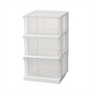 JEJ Astage SEEDS Unité de rangement multifonction à 3 tiroirs en plastique transparent avec poignées et roulettes - Product Image 3