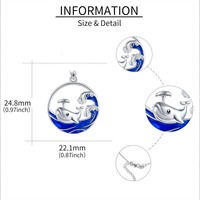 Colgante de ballena de plata de ley 925 con esmalte azul platino personalizado, collar con colgante de onda de ballena, joyería oceánica