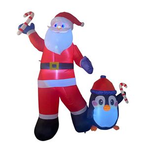 Décorations gonflables de Noël : figurines de pingouins et de Père Noël pour les fêtes en plein air et les cours pour l'affichage des fêtes - Product Image 1