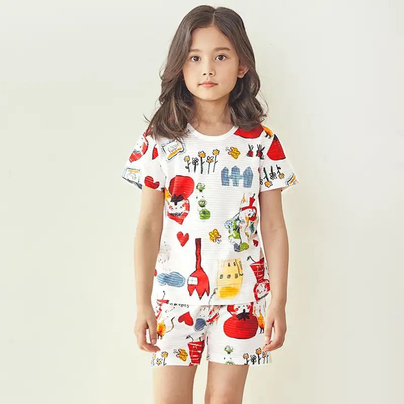 Hochwertige Sommer Baumwolle Kinder Mädchen Pyjamas Sets