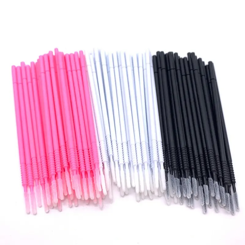 Mikrofaser-Baumwoll-Swab für die Graffung künstlicher Wimpernverlängerungen 100 Stück Kunststoffstäbchen Polyester-Schwammkopf Wimpernreinigungs-Swab