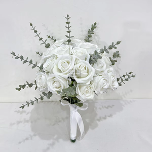 GNW - Ramo de Novia de Alta Calidad al por Mayor, Rosas Blancas Artificiales, <span class=keywords><strong>Flores</strong></span> para Novias, Decoración de Bodas - Product Image 2