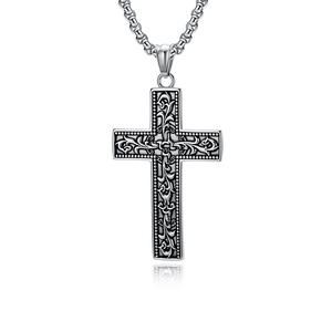 Men's Gothic Vine <b>Cross</b> Necklace Stainless Steel Pendant Everyday Wearing <b>Chain</b> Jewelry - Product Image 4