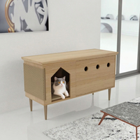 Modern Şık MDF Kedi Tuvaleti, Halat Dekorlu Çıkarılabilir Tırmalama Tahtası ile Ev Ofis Yatak Odası Oturma Odası Daire Villa için
