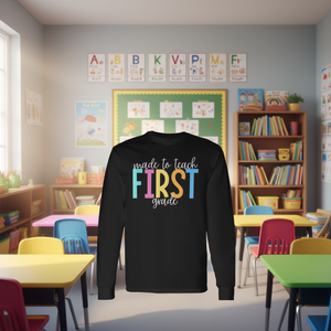 Camiseta de manga larga para profesores de primer grado, hecha para enseñar, para el regreso a clases - Product Image 3