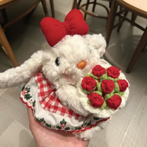 고품질 만화 인형 키체인이 있는 털복숭이 토끼 귀 가방 참 장식; 털빠짐이나 걸림 현상 없음, 튼튼한 걸이용 로프, 쉽게 떨어지지 않음 - Product Image 3