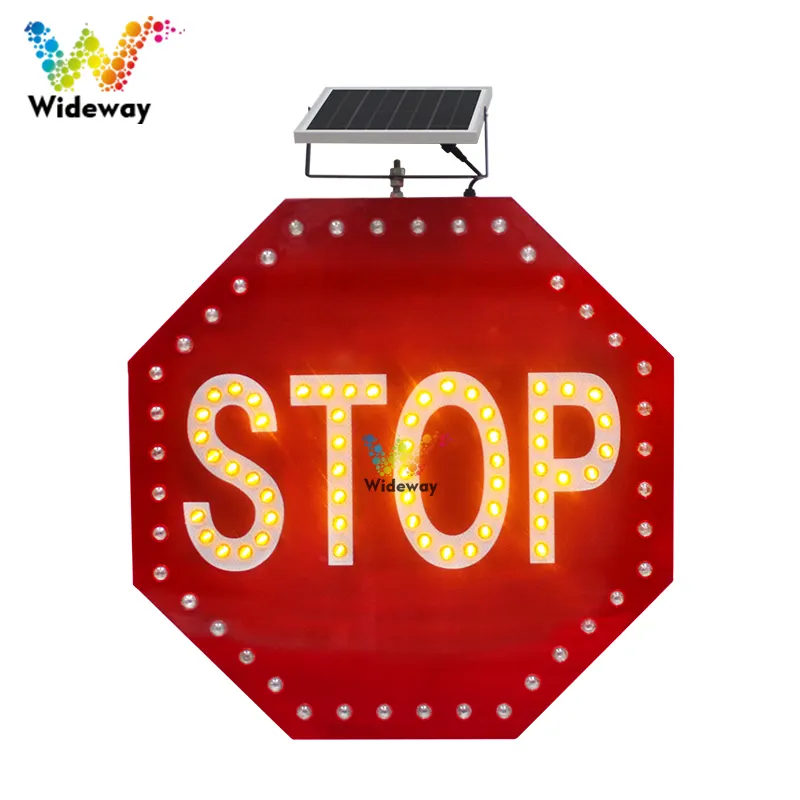 Customized LED stop sign solar power 800*800mm traffic sign board