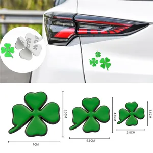 3Dโลหะป้ายรถสติกเกอร์สีเขียวLucky Four Leaf Cloverสัญลักษณ์สติกเกอร์สําหรับVolkswagen Chevrolet Honda Ford Toyota Mercedes-Benz