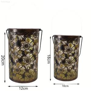 Lanterne LED solaire IP65 en fer, étanche, pour extérieur, projection de marguerites, décoration de fête, paysage, jardin, style marocain, rétro européen - Product Image 6