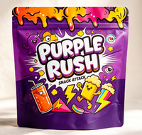 Pochette à fermeture éclair verticale Purple Rush personnalisable, sac d'emballage pour collations à motif de dessin animé, sac en Mylar refermable et étanche