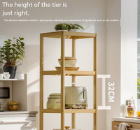 Étagère ouverte en bambou naturel minimaliste moderne, unité de rangement autoportante pour la cuisine et le salon
