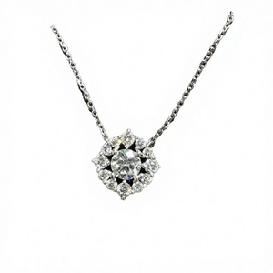 เครื่องประดับ VOAINO Goldstones ทองคำ 14K โรสโกลด์และไวท์โกลด์ เพชรเพาะเลี้ยง 2 กะรัต D VVS IGI รูปทรงดอกไม้ ประดับรอบ สร้อยคอแต่งงานสไตล์วินสตัน - Product Image 4