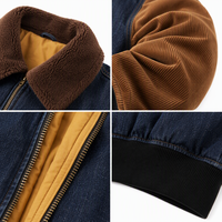 Veste en velours côtelé réversible bicolore, style vintage, denim, streetwear urbain décontracté, coupe bomber oversize, veste tapisserie pour homme