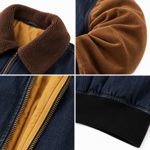 Reversible Dual-Color <strong>Corduroy</strong> <strong>Jacket</strong> Vintage Denim Trucker Urban Casual Streetwear Oversized Bomber Coat Tapestry <strong>Jacket</strong> <strong>Men</strong> - Product Image 4