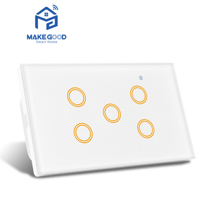 Makegood cảm ứng mới kính 120mm AU tiêu chuẩn <span class=keywords><strong>RGB</strong></span> đèn nền 2-5way tuya Smartlife ZigBee 4 băng đảng thông minh ánh sáng chuyển đổi quyền lực giám sát - Product Image 4