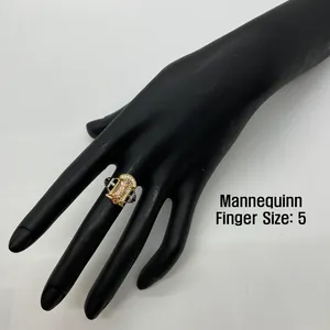 Duyizhao 14K chapado en oro Virgen María Señora Guadalupe Tri Color Rosa CZ Anillo Vintage Regalo - Product Image 5
