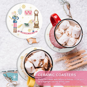 Sous-verres en céramique de Noël, sous-verres à boissons, motif casse-noisette, hiver, absorbants, pour la maison, la cuisine, les fêtes, la décoration de <span class=keywords><strong>table</strong></span> - Product Image 4