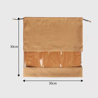 Logo personnalisé sac à main en daim cache-poussière sacs à cordon avec film PE fenêtre transparente femmes luxe fourre-tout portefeuille protecteur