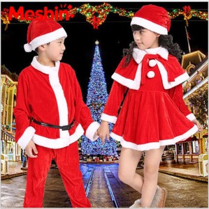 Trajes de Papá Noel elegantes de poliéster 100% para niños y niñas, ideales para actuaciones navideñas y espectáculos de detección de agujas. - Product Image 3