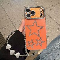 Coque de téléphone personnalisée de luxe style INS anti-rayures avec bracelet perlé et diamants pour iPhone 15 16 17 Pro Max Air