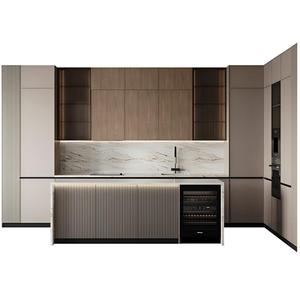 Mueble de Cocina a Medida con Diseño en Forma de U, Estilo Americano, con Panel <span class=keywords><strong>Empotrado</strong></span> y Isla, para Apartamentos en el Reino Unido - Product Image 1