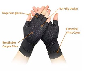2022 Best Guantes Para Artritis Fingerless Copper Infused <strong>Carpal</strong> <strong>Tunnel</strong> Black Half Finger Copper Compression Arthritis <strong>Gloves</strong> - Product Image 2