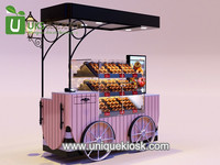 Attraktiver rosa Donut-Wagen, mobiles Brotstand-Design mit Glasvitrine, praktischer Fast-Food-Stand, Kuchenstand, Mall-RMU-Idee