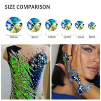 OLeeya - Pedrería de Cristal K9 de Primera Calidad, Forma Redonda de Diamante, Grandes Formas, Estilo Rivoli, Parte Posterior Plana, para Coser en Vestidos de Baile