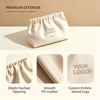 Pochette mini en cuir PU rose avec logo personnalisé, petite trousse de toilette de voyage, sac à cosmétiques, sac à maquillage, vente en gros, prix direct d'usine OEM