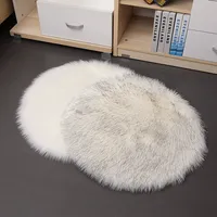 Tapis rond moelleux Shaggy avec support en daim Tapis en peluche antidérapant pour chambre à coucher salon