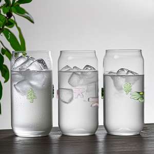 Tazas personalizadas de borosilicato alto, vaso de agua para bebidas creativas para el hogar, lata de vidrio estilo flor pegajosa para jugo, té de la leche - Product Image 4