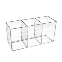 Organisateur de bureau moderne et minimaliste en acrylique transparent avec compartiments pour stylos et rangement de papeterie