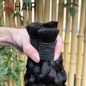 GS 100% Extensiones de cabello humano <span class=keywords><strong>a</strong></span> granel Remy rizado indio sin procesar Onda profunda Sin estilo trenzado de trama - Product Image 2