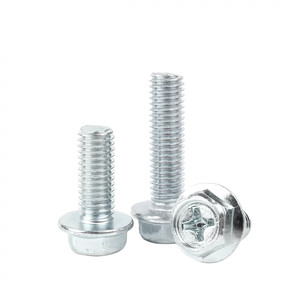 Tornillo de máquina de brida Phillips hexagonal galvanizado de acero al carbono M4 M5 M6 M8 ranura exterior con tornillo de perno de arandela - Product Image 1