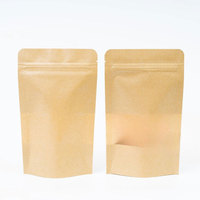 Custom Plain Brown Kraft Paper Bag Resealable PE Stand up Pouch for Food Packaging
