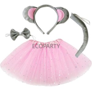 ملابس تنكرية للحيوانات Ecoparty طقم 4 ربطة عنق براقة توتو ربطة رأس ربطة رأس ذيل النمر أزياء ليوبارد لمدة 3-8 سنوات - Product Image 5