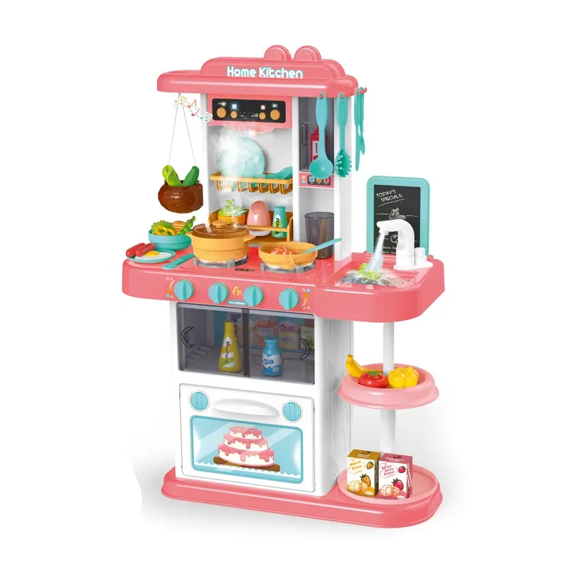 Yeni tasarım komik B/O çocuklar için oyuncak oyna Pretend ev oyun pişirme oyunu sprey mutfak oyuncak