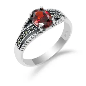 Wholesale 925 Sterling Silver Red CZ Gemstone Finger Ring Sets for Women Italian Jewelry