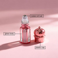 Flacon de luxe octogonal en verre or rose de 3 ml pour huile d'attar ou d'oud, avec bille roll-on pour huiles essentielles et parfums arabes