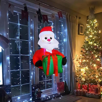 Père Noël gonflable de 3,5 pieds tenant une boîte cadeau avec lumière LED, décoration de Noël gonflable pour la cour, le jardin, l'extérieur, la maison, les fêtes