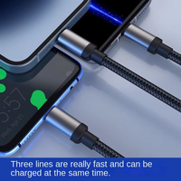 Câble de charge rapide 3-en-1 USB-A vers Type-C et Micro USB 8 broches avec écran LCD 60W, tressé en nylon, multi-connecteurs, vente en gros OEM